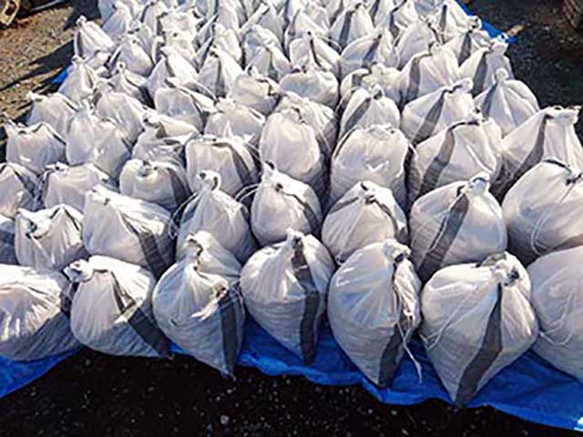 大雨　災害　台風等の土留め用　砂入り土配達販売袋　福岡市